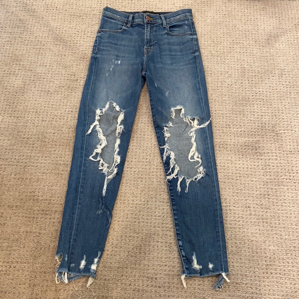 J Brand Ripped High Waisted Skinny Jeans Size 26